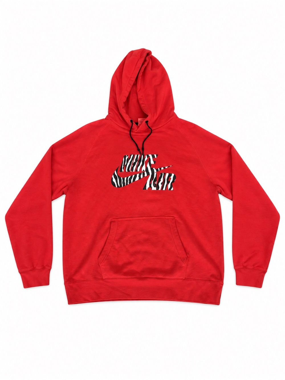 Nike Red Hoodie with Zebra-Pattern Swoosh - Men